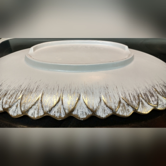 Vintage Royal Haeger Oval Platter Ivory w/Brushed Gold "Water Lily" 364H - Picture 4 of 5